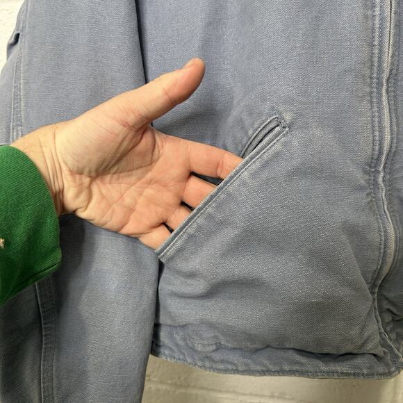 Vintage Carhartt Sherpa Hooded Detroit Jacket “Country Blue” - Picture 9 of 13